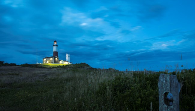 montauk point lighthouse sunset long island new york state usa